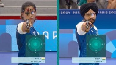 Photo of मनु भाकर और सरबजोत सिंह ने 10 मीटर एयर पिस्टल मिश्रित टीम स्‍पर्धा में भारत के लिए कांस्य पदक जीता
