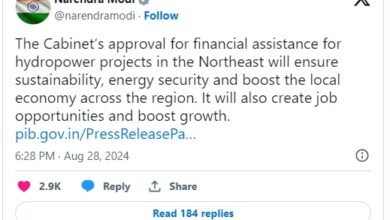 Photo of केंद्रीय मंत्रिमंडल ने पूर्वोत्तर क्षेत्र में जल विद्युत परियोजनाओं के विकास के लिए पूर्वोत्तर क्षेत्र की राज्य सरकारों द्वारा इक्विटी भागीदारी के लिए केंद्रीय वित्तीय सहायता को मंजूरी दी